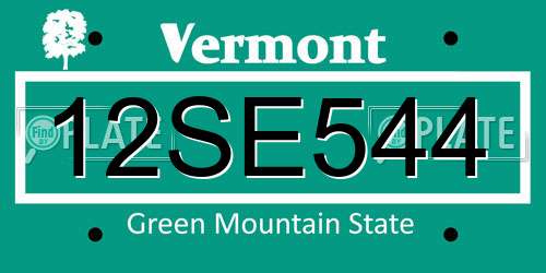 12SE544 Vermont License Plate