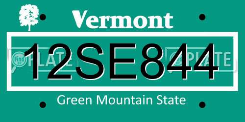12SE844 Vermont License Plate