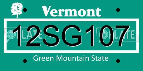 12SG107 Vermont License Plate