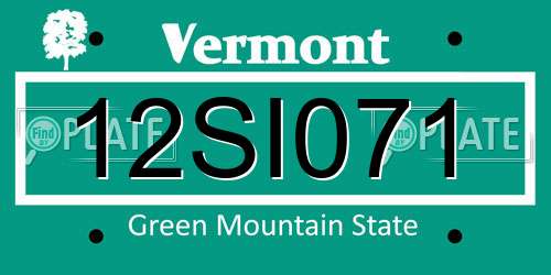 12SI071 Vermont License Plate