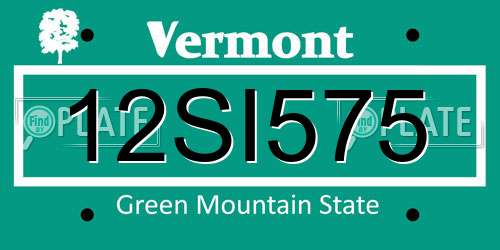 12SI575 Vermont License Plate