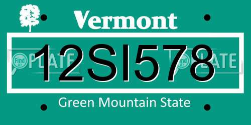 12SI578 Vermont License Plate