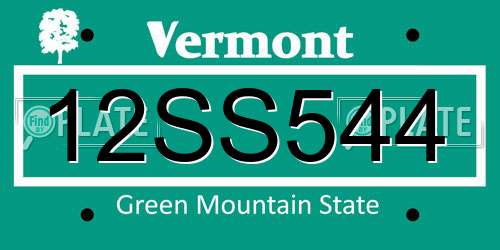 12SS544 Vermont License Plate