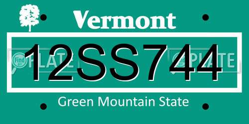 12SS744 Vermont License Plate