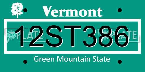 12ST386 Vermont License Plate