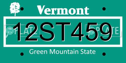 12ST459 Vermont License Plate