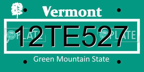 12TE527 Vermont License Plate