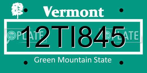 12TI845 Vermont License Plate