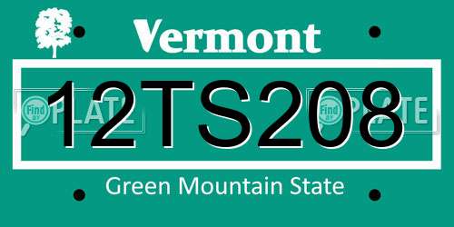 12TS208 Vermont License Plate