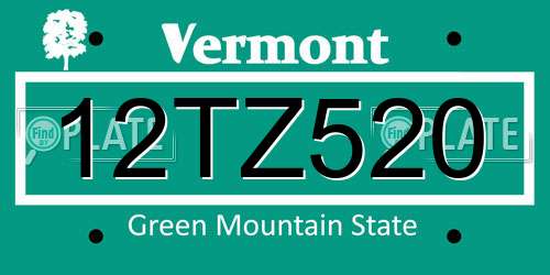 12TZ520 Vermont License Plate
