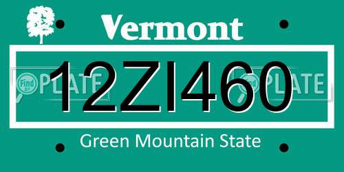 12ZI460 Vermont License Plate