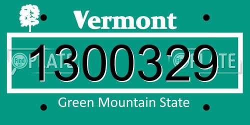 1300329 Vermont License Plate