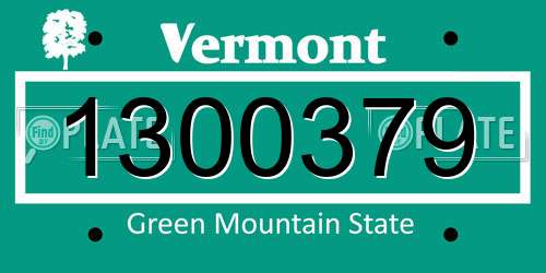 1300379 Vermont License Plate