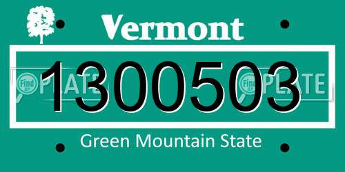 1300503 Vermont License Plate