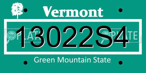 13022S4 Vermont License Plate