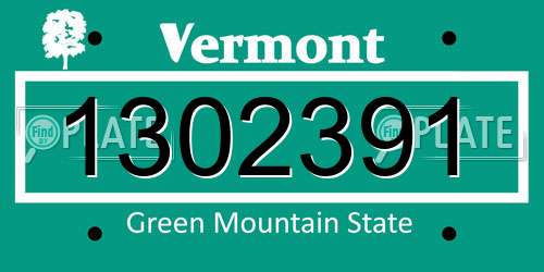 1302391 Vermont License Plate