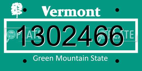 1302466 Vermont License Plate