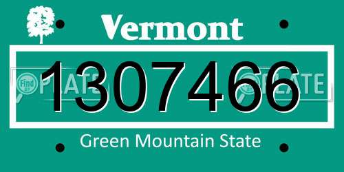 1307466 Vermont License Plate