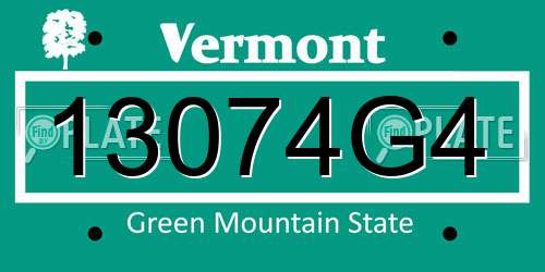 13074G4 Vermont License Plate