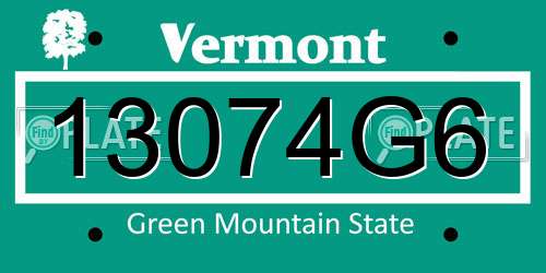 13074G6 Vermont License Plate