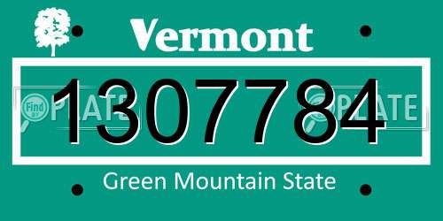 1307784 Vermont License Plate