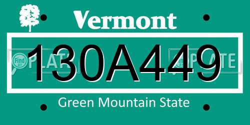 130A449 Vermont License Plate