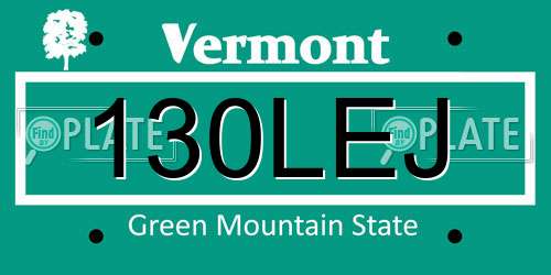 130LEJ Vermont License Plate
