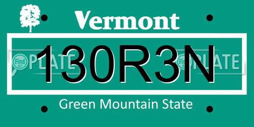 130R3N Vermont License Plate