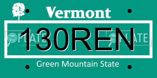 130REN Vermont License Plate
