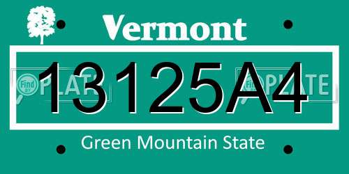 13125A4 Vermont License Plate