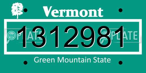 1312981 Vermont License Plate