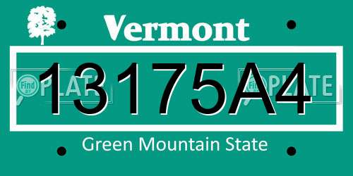 13175A4 Vermont License Plate