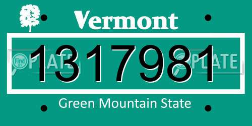 1317981 Vermont License Plate