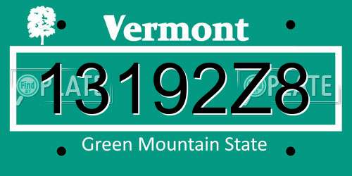 13192Z8 Vermont License Plate