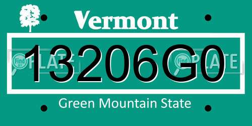 13206G0 Vermont License Plate