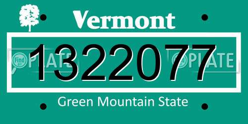 1322077 Vermont License Plate