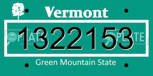 1322153 Vermont License Plate