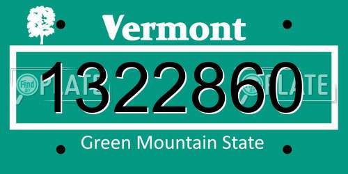 1322860 Vermont License Plate