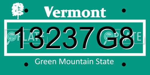 13237G8 Vermont License Plate