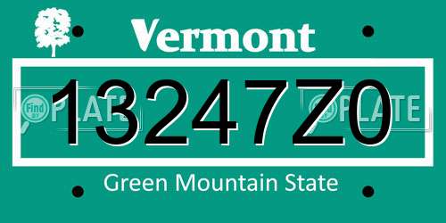 13247Z0 Vermont License Plate
