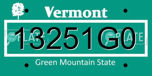 13251G0 Vermont License Plate