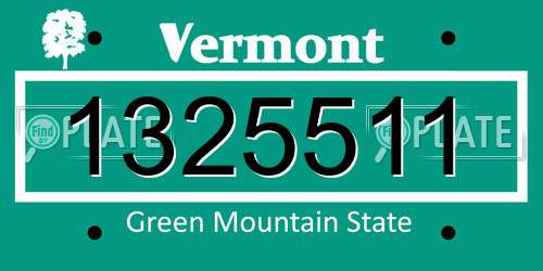 1325511 Vermont License Plate