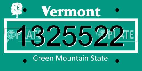 1325522 Vermont License Plate