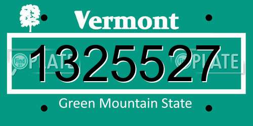 1325527 Vermont License Plate