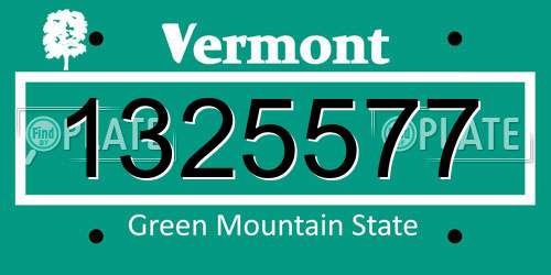 1325577 Vermont License Plate