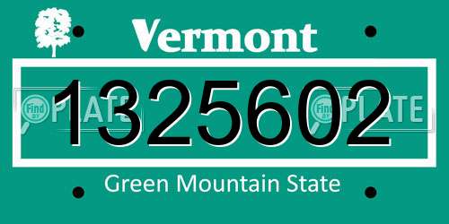 1325602 Vermont License Plate