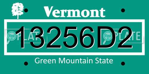13256D2 Vermont License Plate