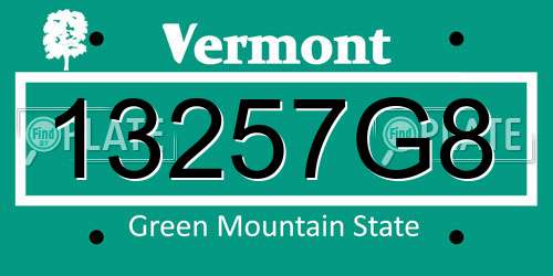 13257G8 Vermont License Plate
