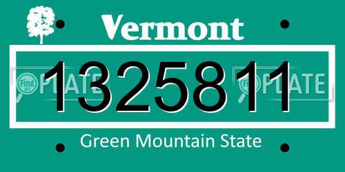 1325811 Vermont License Plate