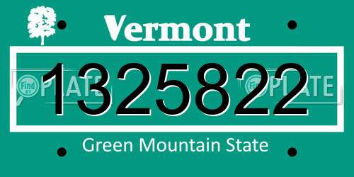 1325822 Vermont License Plate